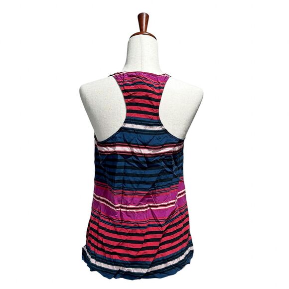 Joie Silk Shirt Size Medium Striped T-Back Boho Preppy Sleeveless Tank Top (6) - Picture 6 of 8